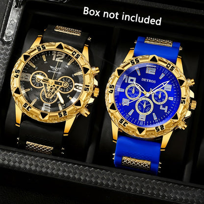 Men's Quartz Watch - 's Sports Set of 2 Large Dial Silicone Strap Wristwatch for , Casual - product detail view 9