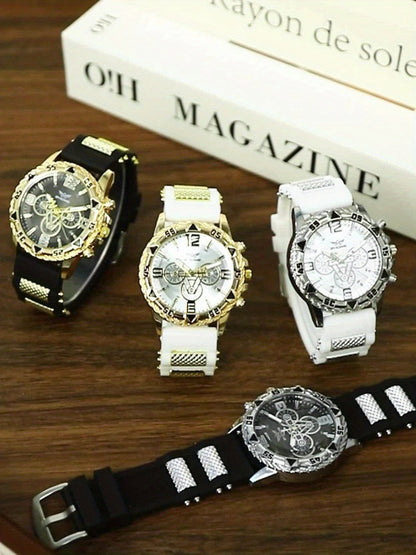 Men's Quartz Watch - 's Sports Set of 2 Large Dial Silicone Strap Wristwatch for , Casual - product detail view 11