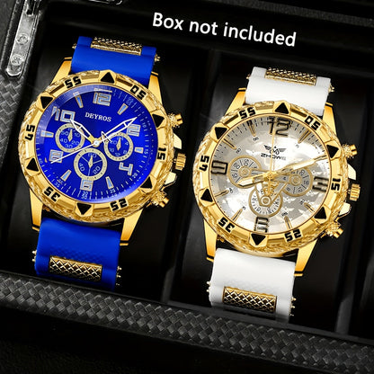 Men's Quartz Watch - 's Sports Set of 2 Large Dial Silicone Strap Wristwatch for , Casual - product detail view 14