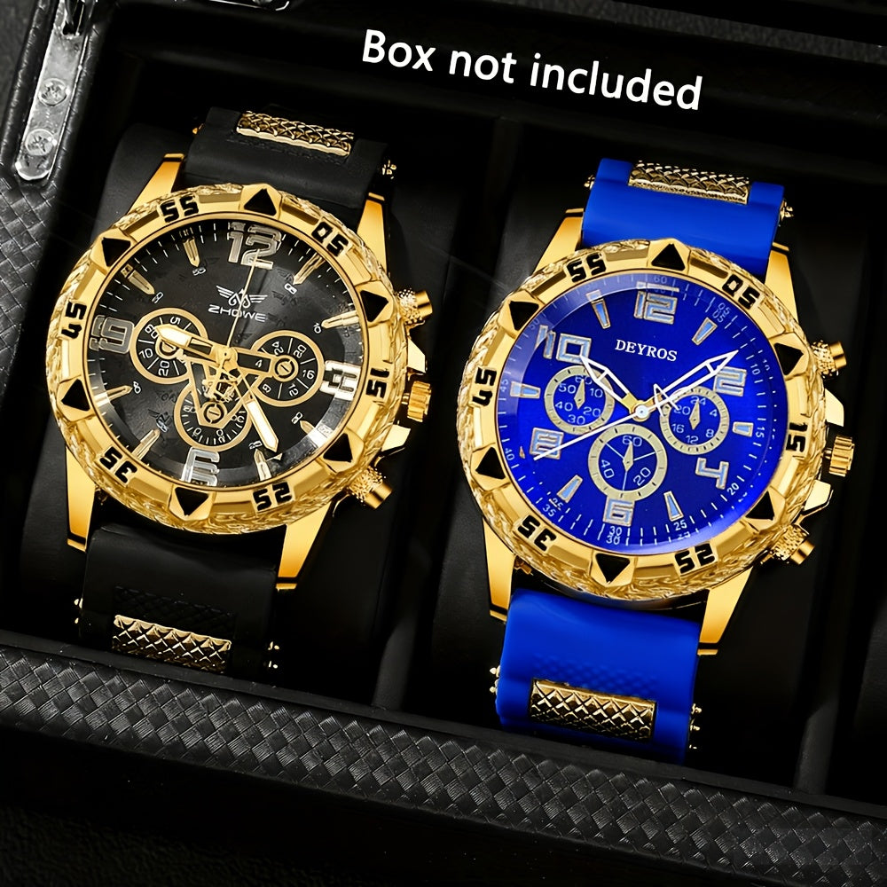 Men's Quartz Watch - 's Sports Set of 2 Large Dial Silicone Strap Wristwatch for , Casual - product detail view 16