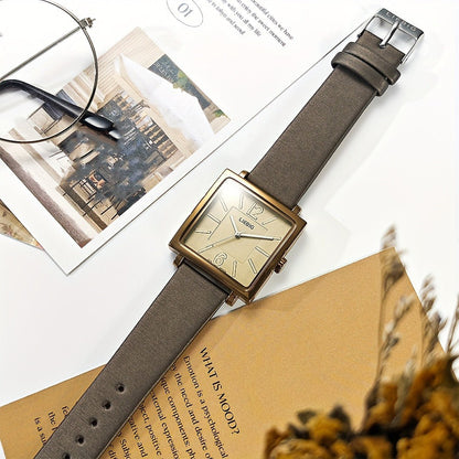 Women's Quartz Watch - 's Square Dial Elegant Classic Analog Wristwatch LIEBIG Coffee Golden - product detail view 10