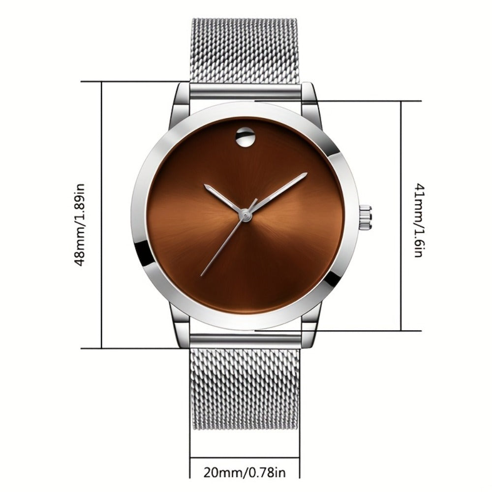 Men's Quartz Watch - 's Stainless Steel Casual Minimalist Wristwatch with Metal Band Elegant - product detail view 2