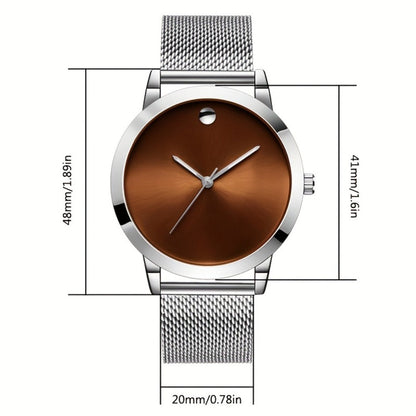 Men's Quartz Watch - 's Stainless Steel Casual Minimalist Wristwatch with Metal Band Elegant - product detail view 2