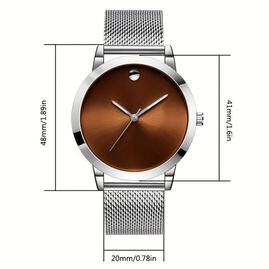 Men's Quartz Watch - 's Stainless Steel Casual Minimalist Wristwatch with Metal Band Elegant - product detail view 2