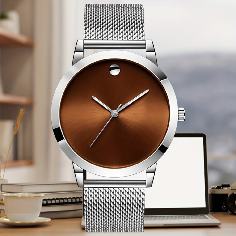 Men's Quartz Watch - 's Stainless Steel Casual Minimalist Wristwatch with Metal Band Elegant - product detail view 4