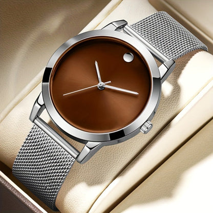 Men's Quartz Watch - 's Stainless Steel Casual Minimalist Wristwatch with Metal Band Elegant - product detail view 6