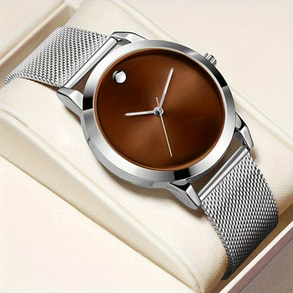 Men's Quartz Watch - 's Stainless Steel Casual Minimalist Wristwatch with Metal Band Elegant - product detail view 14