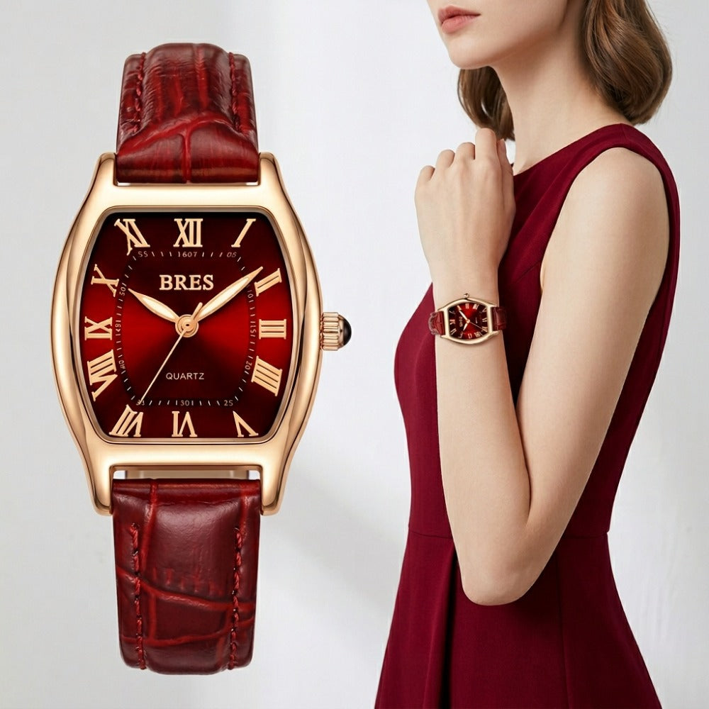 Women's Quartz Watch - 's Tonneau Faux Leather Strap Zinc Alloy Case Barrel Shaped Analog - product detail view 10