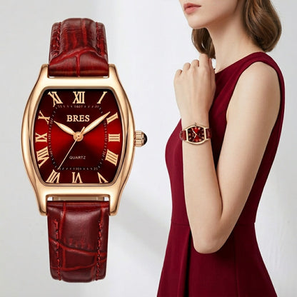 Women's Quartz Watch - 's Tonneau Faux Leather Strap Zinc Alloy Case Barrel Shaped Analog - product detail view 10