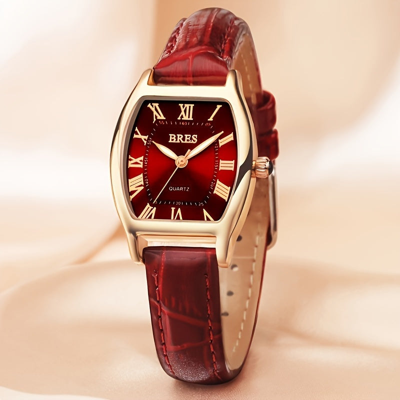 Women's Quartz Watch - 's Tonneau Faux Leather Strap Zinc Alloy Case Barrel Shaped Analog - product detail view 16