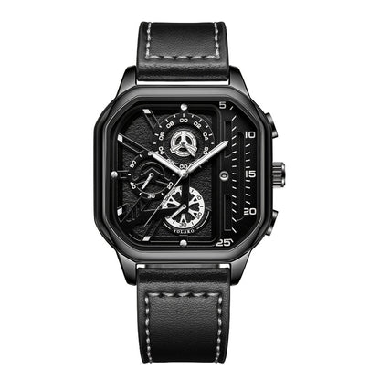 Men's Quartz Watch - 's Vintage Large Square Dial Date Calendar, Analog Wristwatch for Business - product detail view 9
