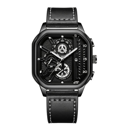 Men's Quartz Watch - 's Vintage Large Square Dial Date Calendar, Analog Wristwatch for Business - product detail view 24