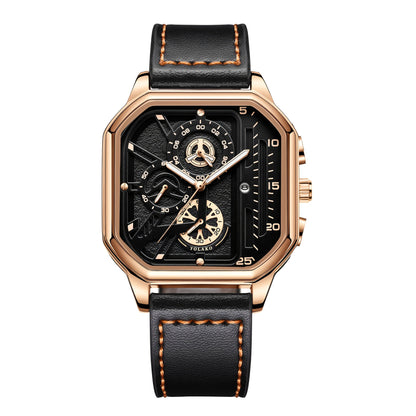 Men's Quartz Watch - 's Vintage Large Square Dial Date Calendar, Analog Wristwatch for Business - product detail view 25