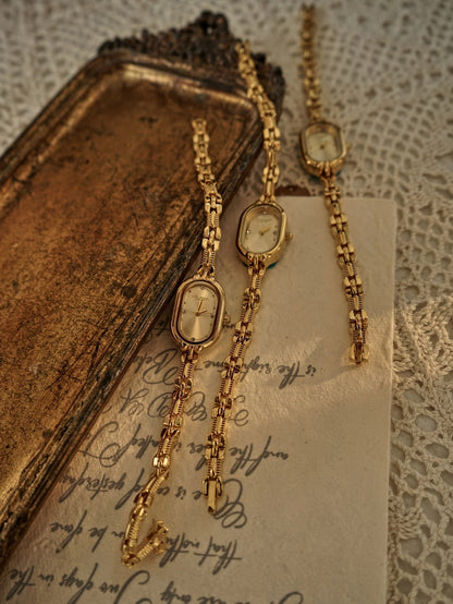 Women's Quartz Watch - 's Vintage Luxury Bracelet Rhinestone Oval Case Japanese Movement Gold - product detail view 11