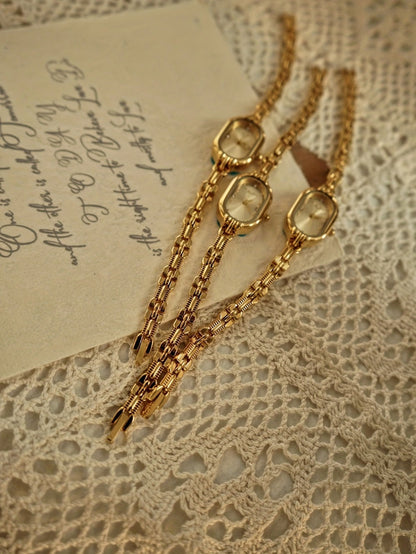 Women's Quartz Watch - 's Vintage Luxury Bracelet Rhinestone Oval Case Japanese Movement Gold - product detail view 13