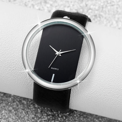 Women's Quartz Watch - 's Watches Set 3pcs, Transparent Dial Ladies Fashion PU Leather Strap - product detail view 3