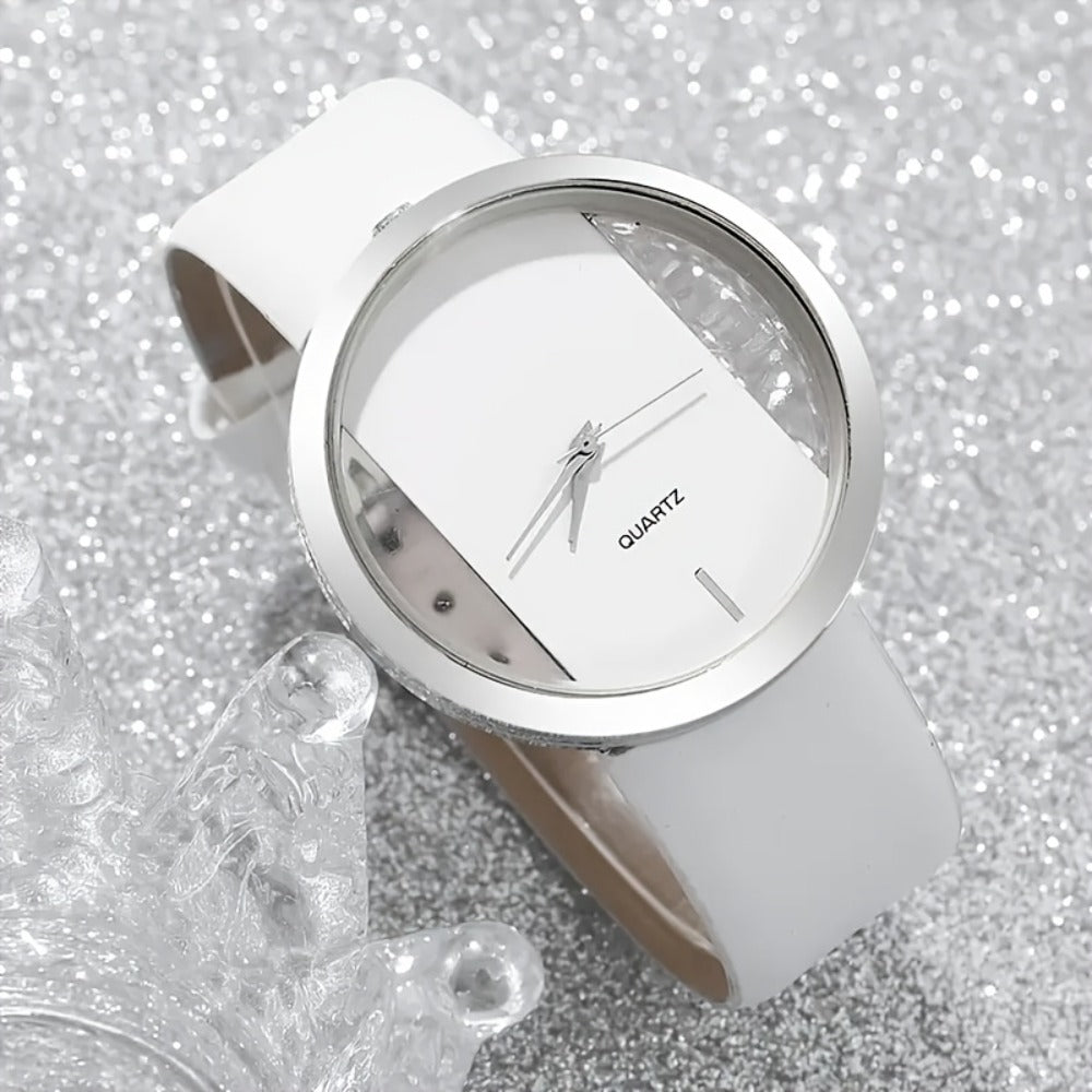 Women's Quartz Watch - 's Watches Set 3pcs, Transparent Dial Ladies Fashion PU Leather Strap - product detail view 7