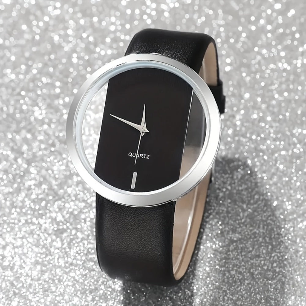 Women's Quartz Watch - 's Watches Set 3pcs, Transparent Dial Ladies Fashion PU Leather Strap - product detail view 8