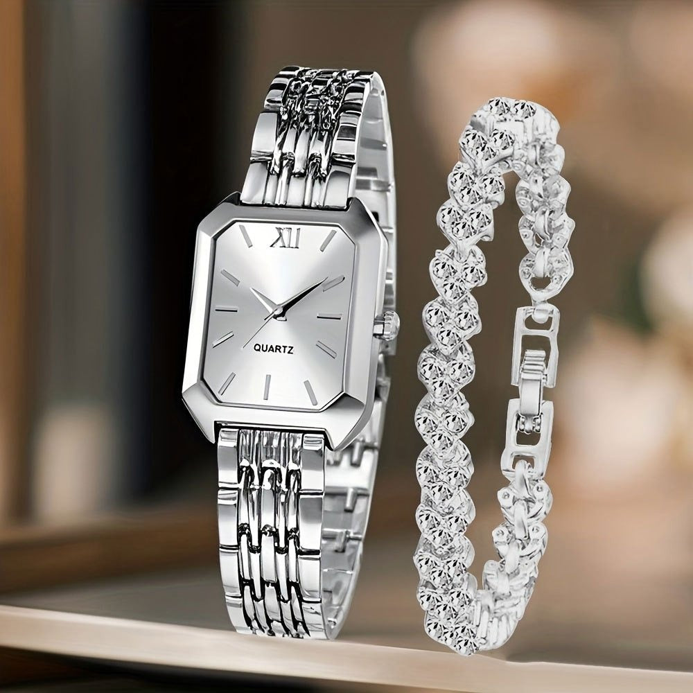 Women's Quartz Watch - Set 2pcs Vintage Heart-Shaped Chain Elegant Pointer Style Ladies - product detail view 7