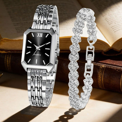 Women's Quartz Watch - Set 2pcs Vintage Heart-Shaped Chain Elegant Pointer Style Ladies - product detail view 9