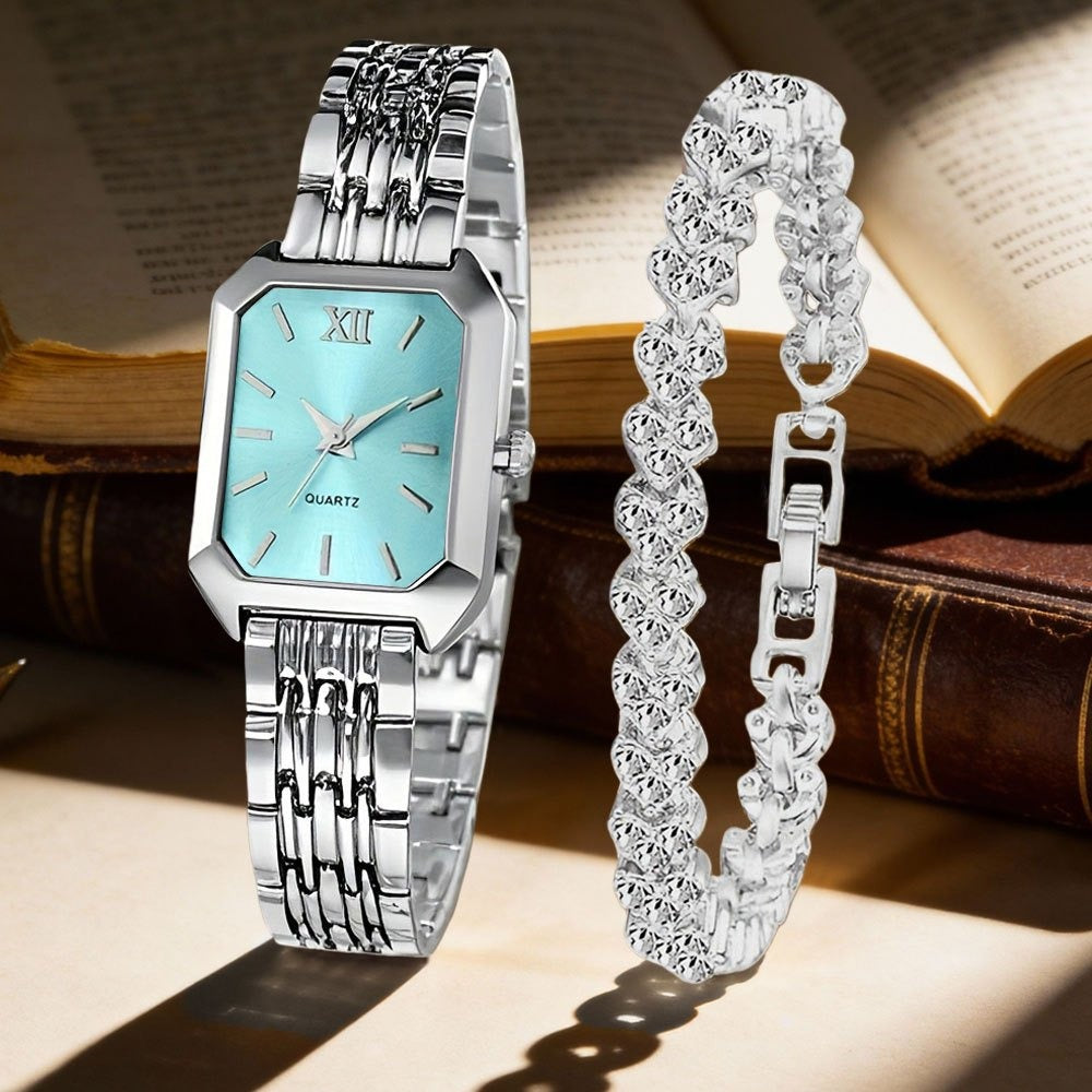 Women's Quartz Watch - Set 2pcs Vintage Heart-Shaped Chain Elegant Pointer Style Ladies - product detail view 10