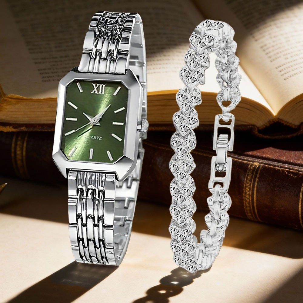 Women's Quartz Watch - Set 2pcs Vintage Heart-Shaped Chain Elegant Pointer Style Ladies - product detail view 11