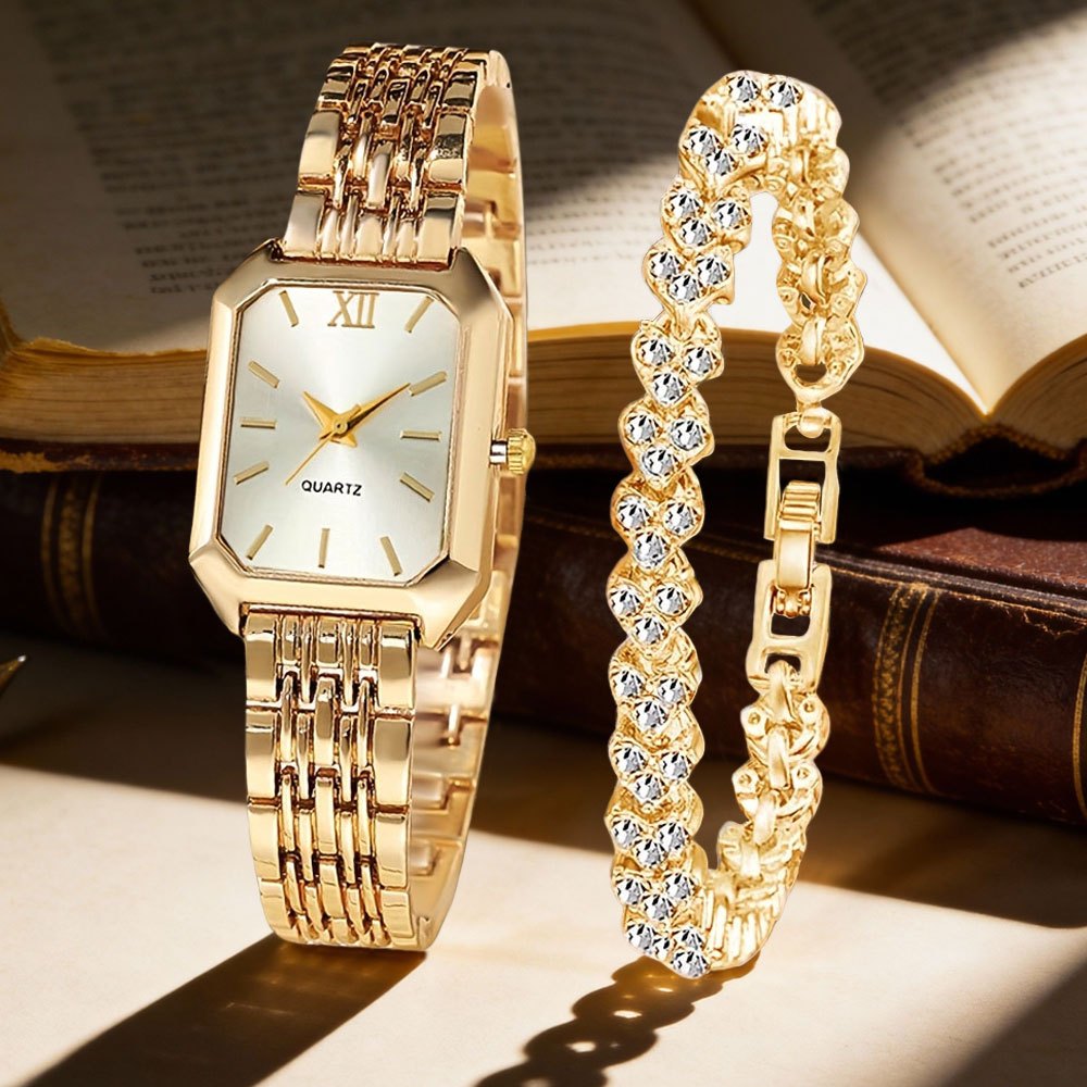 Women's Quartz Watch - Set 2pcs Vintage Heart-Shaped Chain Elegant Pointer Style Ladies - product detail view 12