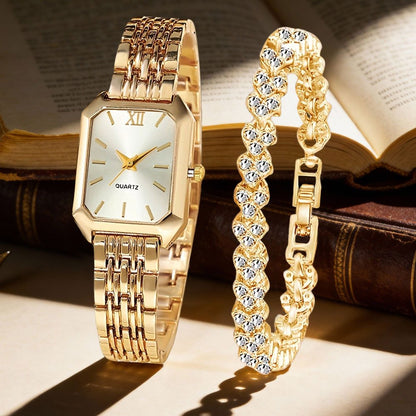 Women's Quartz Watch - Set 2pcs Vintage Heart-Shaped Chain Elegant Pointer Style Ladies - product detail view 12