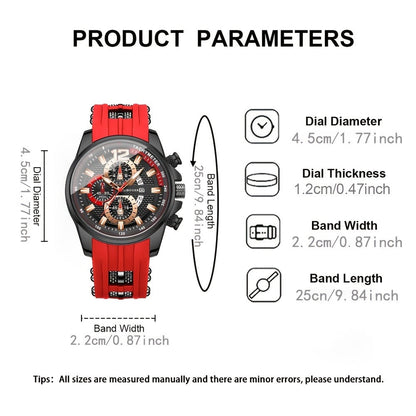 Men's Quartz Watch - Silicone for Fashion Casual Date Display Sport Wristwatch Sporty Design - product detail view 6