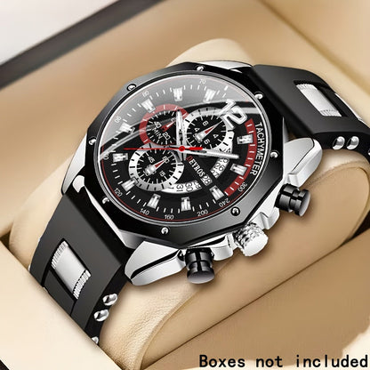 Men's Quartz Watch - Silicone for Fashion Casual Date Display Sport Wristwatch Sporty Design - product detail view 8