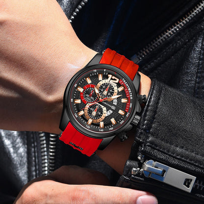 Men's Quartz Watch - Silicone for Fashion Casual Date Display Sport Wristwatch Sporty Design - product detail view 10