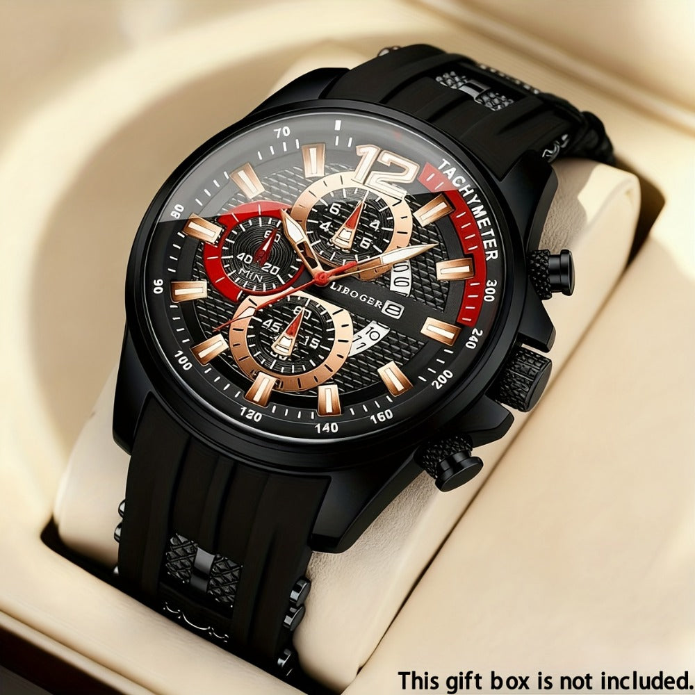 Men's Quartz Watch - Silicone for Fashion Casual Date Display Sport Wristwatch Sporty Design - product detail view 11