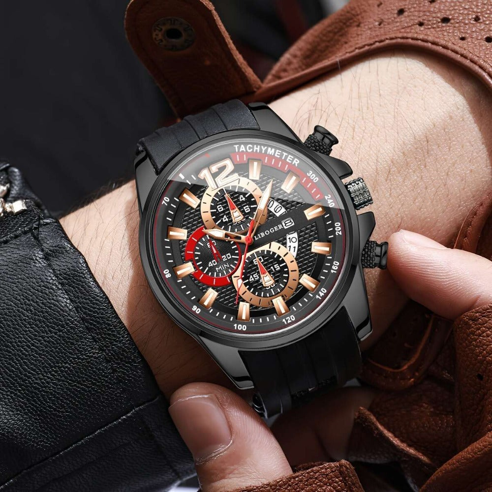 Men's Quartz Watch - Silicone for Fashion Casual Date Display Sport Wristwatch Sporty Design - product detail view 12
