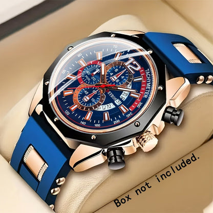 Men's Quartz Watch - Silicone for Fashion Casual Date Display Sport Wristwatch Sporty Design - product detail view 14