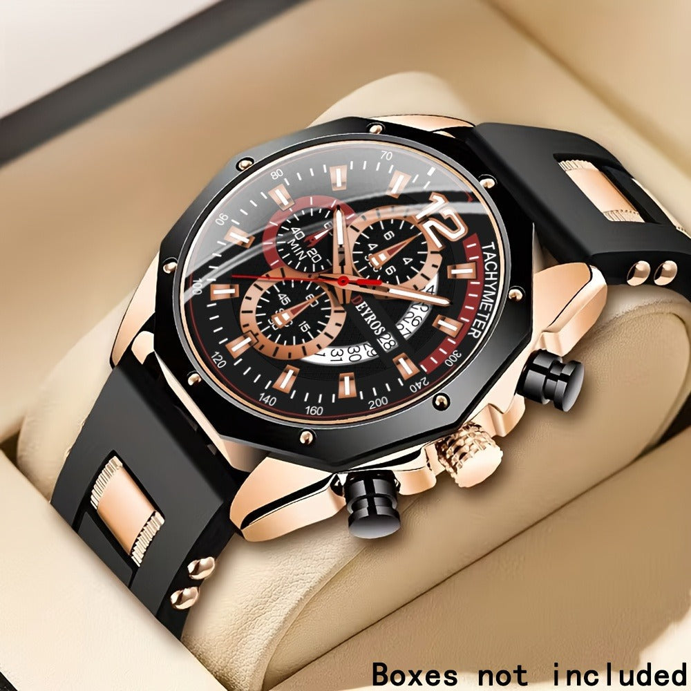 Men's Quartz Watch - Silicone for Fashion Casual Date Display Sport Wristwatch Sporty Design - product detail view 21