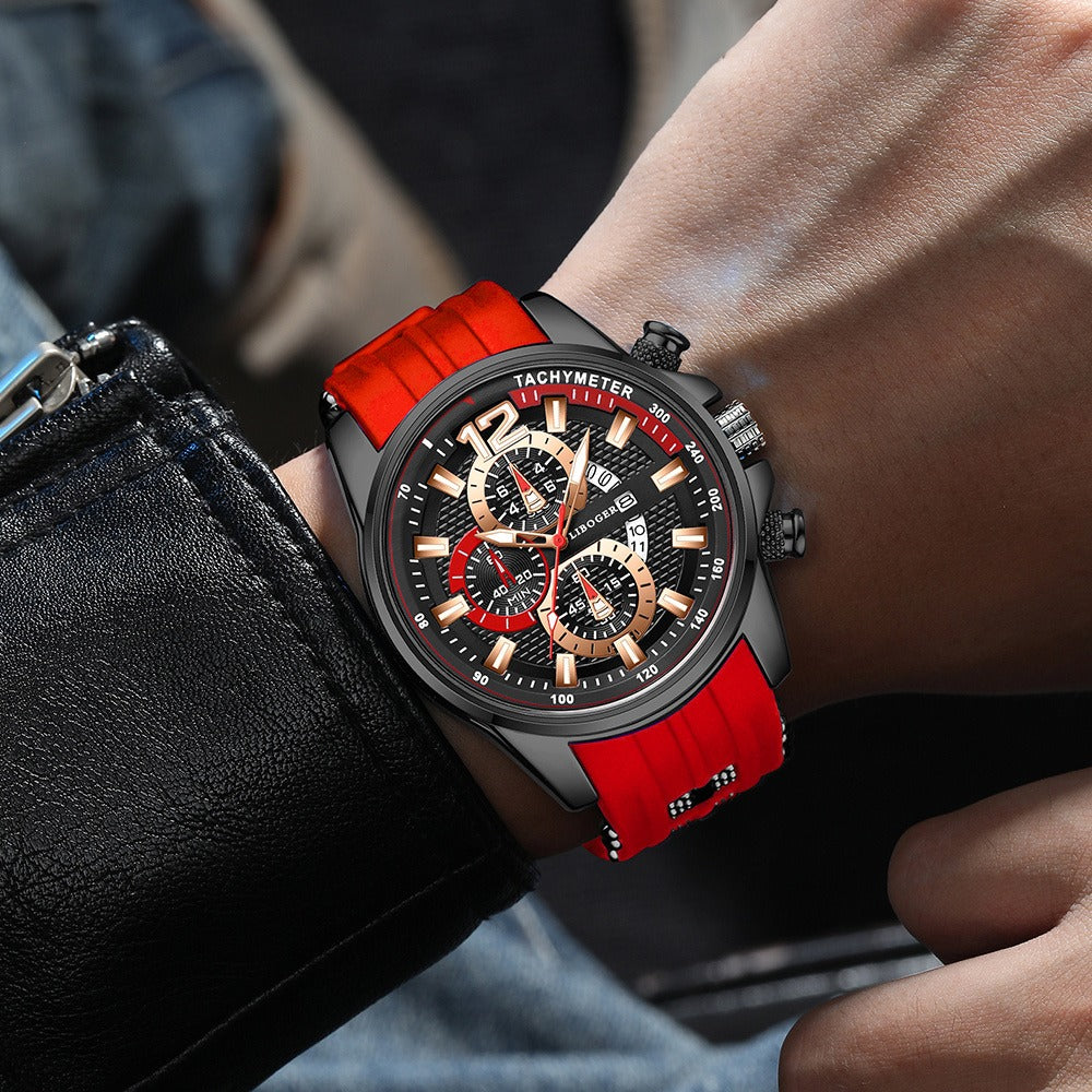 Men's Quartz Watch - Silicone for Fashion Casual Date Display Sport Wristwatch Sporty Design - product detail view 24