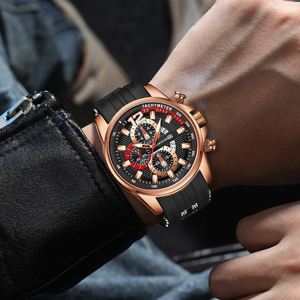 Men's Quartz Watch - Silicone for Fashion Casual Date Display Sport Wristwatch Sporty Design - product detail view 28