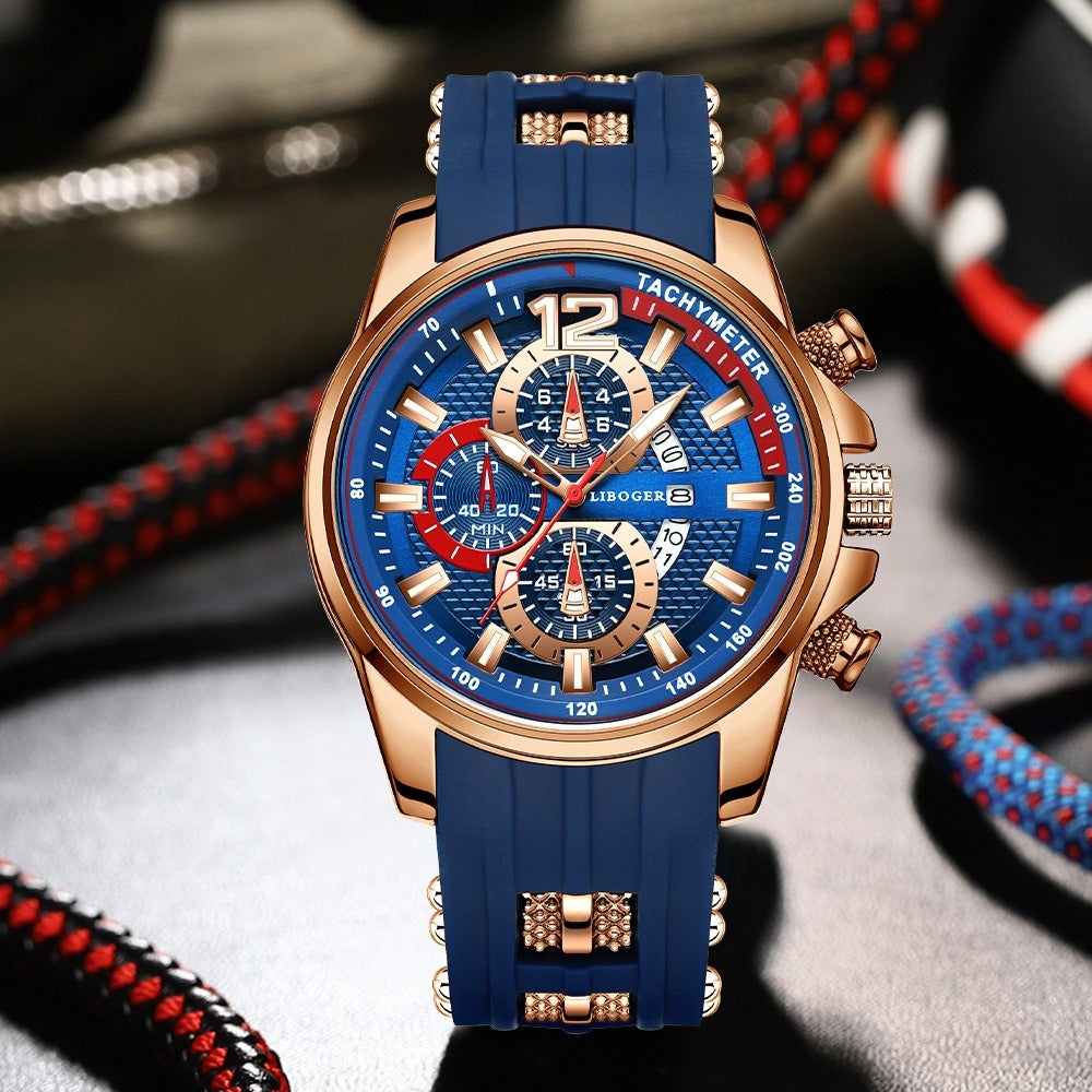 Men's Quartz Watch - Silicone for Fashion Casual Date Display Sport Wristwatch Sporty Design - product detail view 34