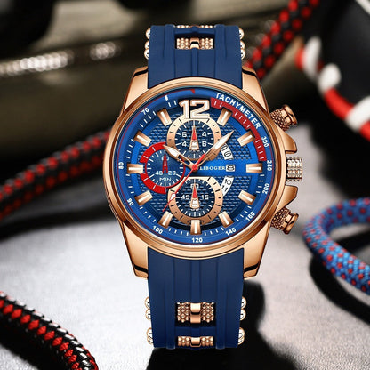 Men's Quartz Watch - Silicone for Fashion Casual Date Display Sport Wristwatch Sporty Design - product detail view 34