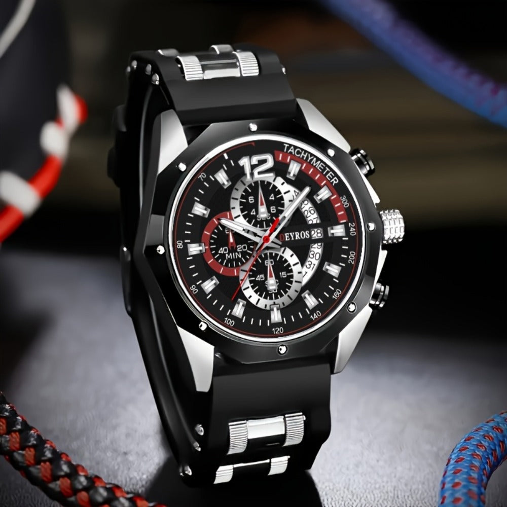 Men's Quartz Watch - Silicone for Fashion Casual Date Display Sport Wristwatch Sporty Design - product detail view 39