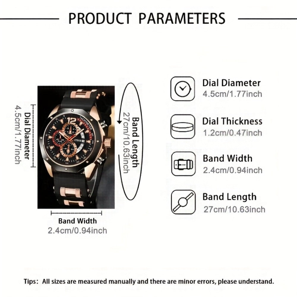 Men's Quartz Watch - Silicone for Fashion Casual Date Display Sport Wristwatch Sporty Design - product detail view 44