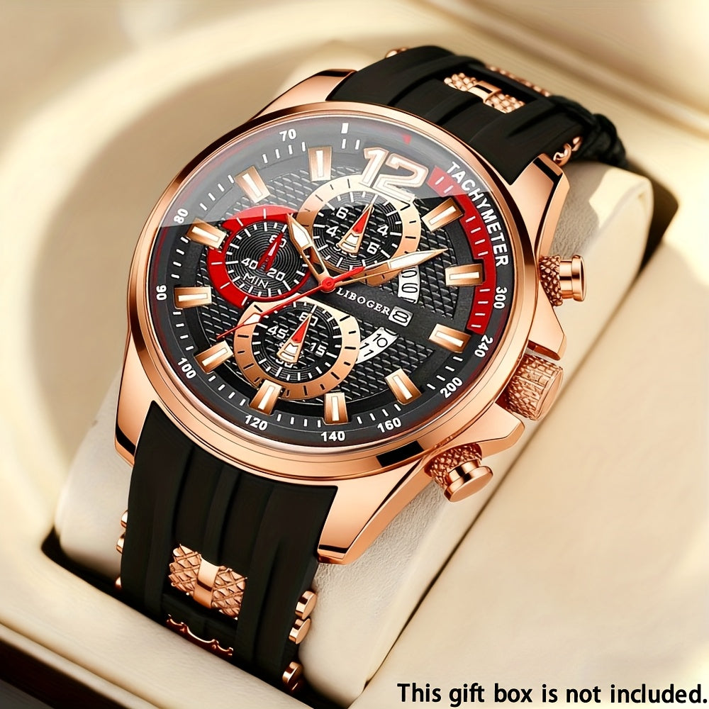 Men's Quartz Watch - Silicone for Fashion Casual Date Display Sport Wristwatch Sporty Design - product detail view 47