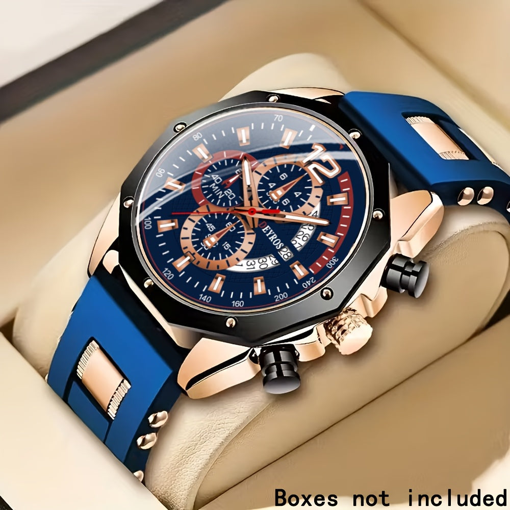 Men's Quartz Watch - Silicone for Fashion Casual Date Display Sport Wristwatch Sporty Design - product detail view 53