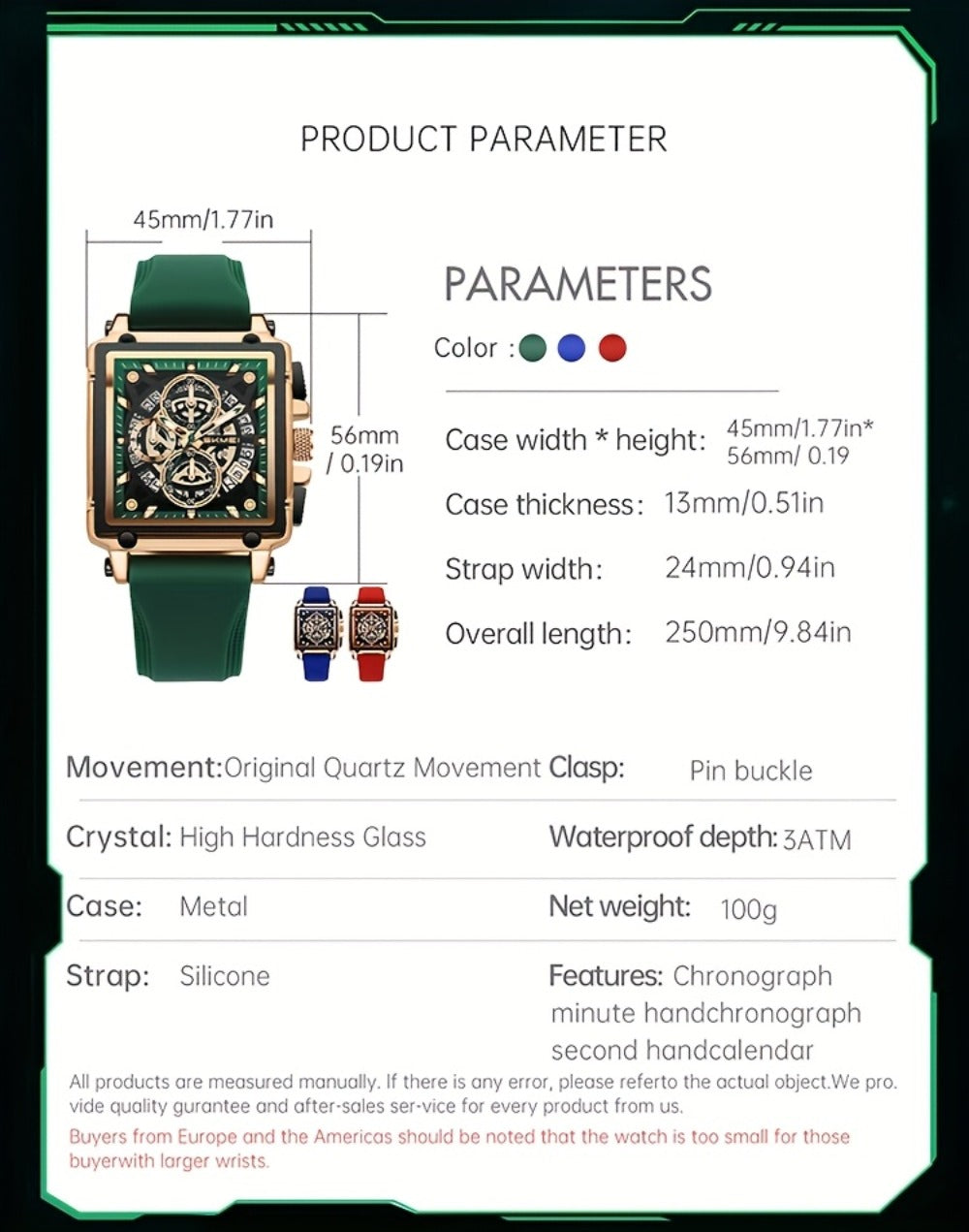Men's Quartz Watch - SKMEI Chronograph Date Display Luminous Hands 3ATM Waterproof Casual - product detail view 19