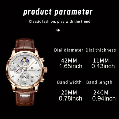 Men's Quartz Watch - Sport Waterproof Chronograph for Luminous Calendar Wristwatch, Casual - product detail view 2
