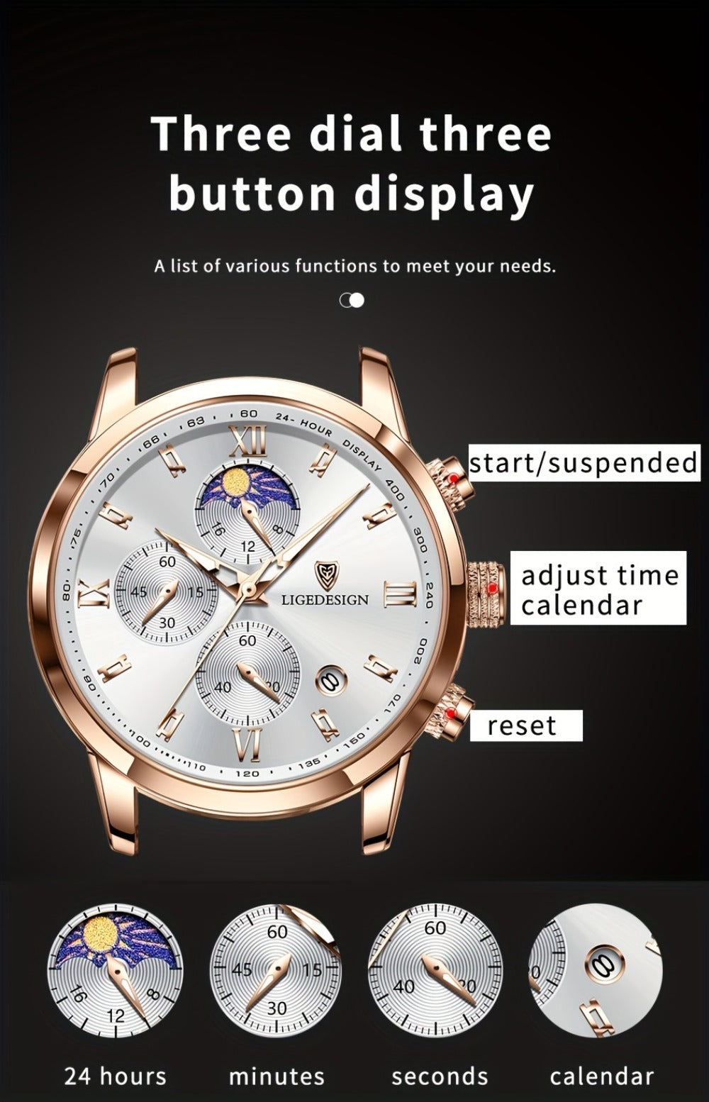 Men's Quartz Watch - Sport Waterproof Chronograph for Luminous Calendar Wristwatch, Casual - product detail view 17