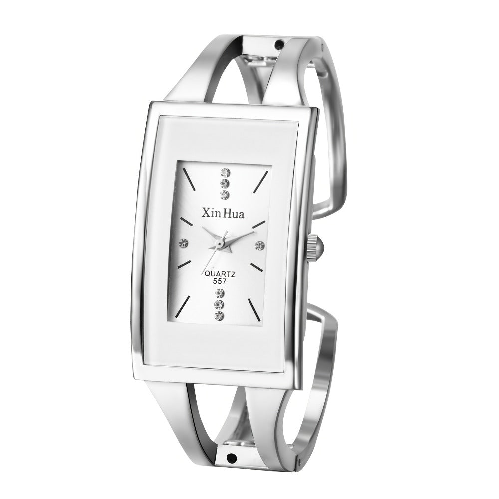 Women's Quartz Watch - Square Dial Bangle for - Open Cuff Stainless Steel Bracelet Analog - product detail view 6