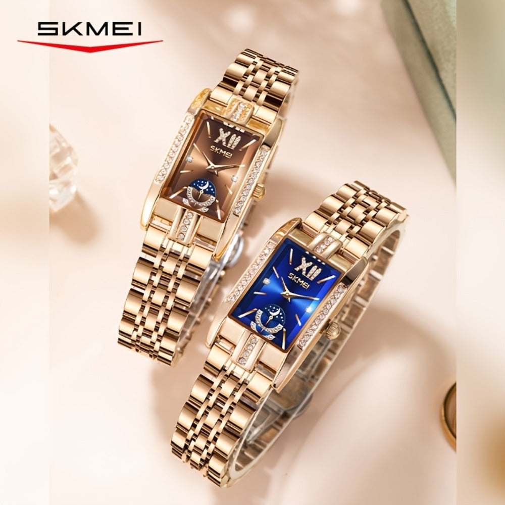 Women's Quartz Watch - Square for Star Dial Stainless Steel Bracelet Analog Wristwatch Elegant - main product view