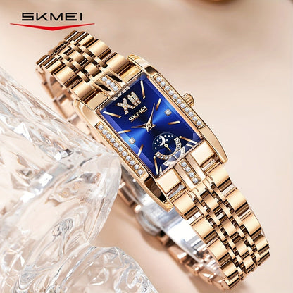 Women's Quartz Watch - Square for Star Dial Stainless Steel Bracelet Analog Wristwatch Elegant - product detail view 8