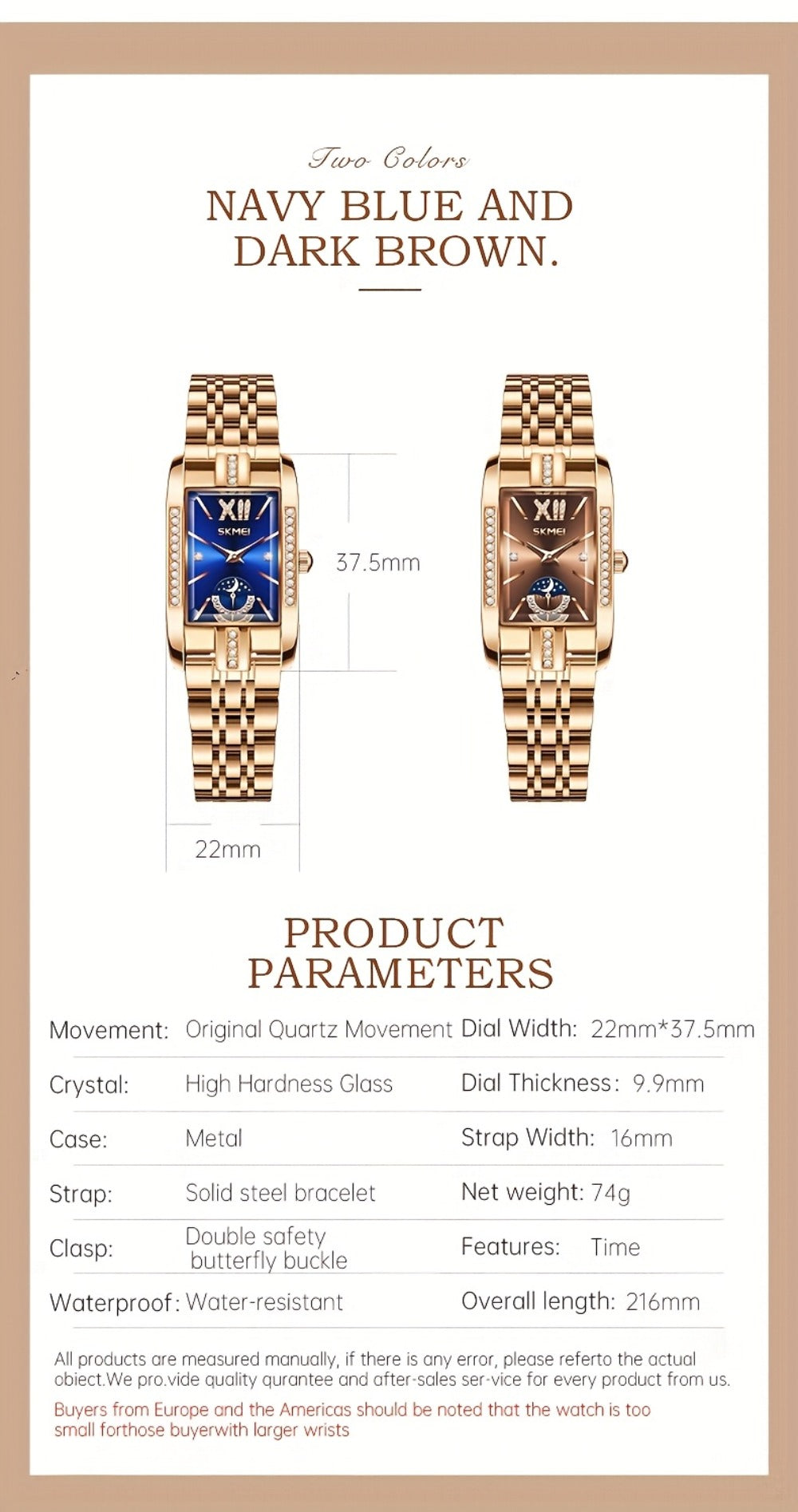 Women's Quartz Watch - Square for Star Dial Stainless Steel Bracelet Analog Wristwatch Elegant - product detail view 16